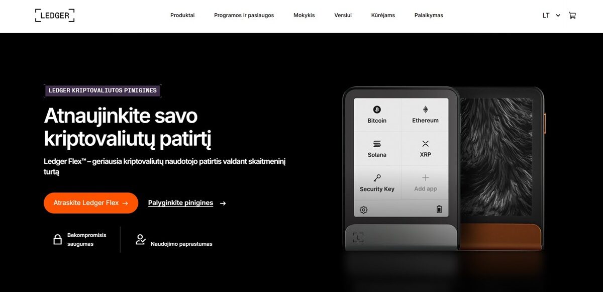 5. Ledger – aparatinė DeFi piniginė su aukščiausio lygio saugumu ir DeFi palaikymu
