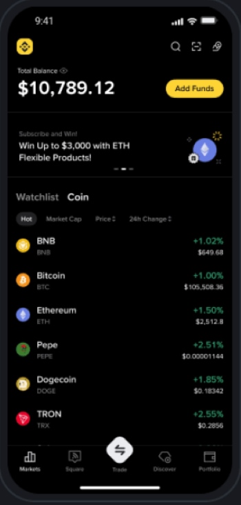 BNB pirkimas per Binance