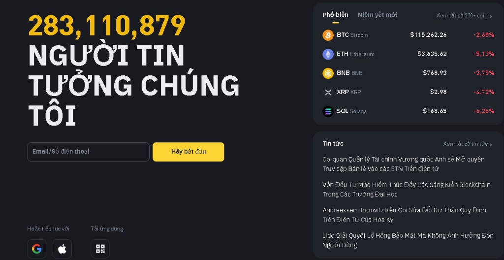 Binance Khối lượng giao dịch khổng lồ