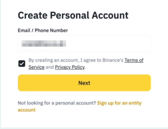 1. Fiók regisztráció a Binance-en
