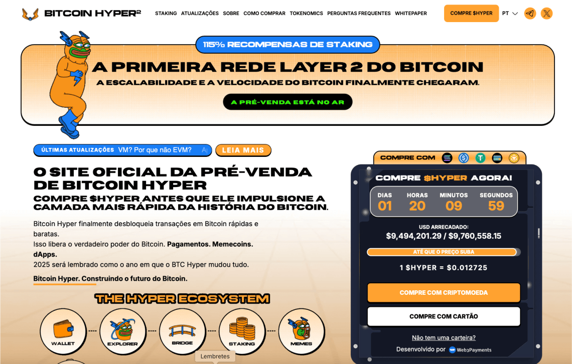 página inicial da pré-venda do Bitcoin Hyper