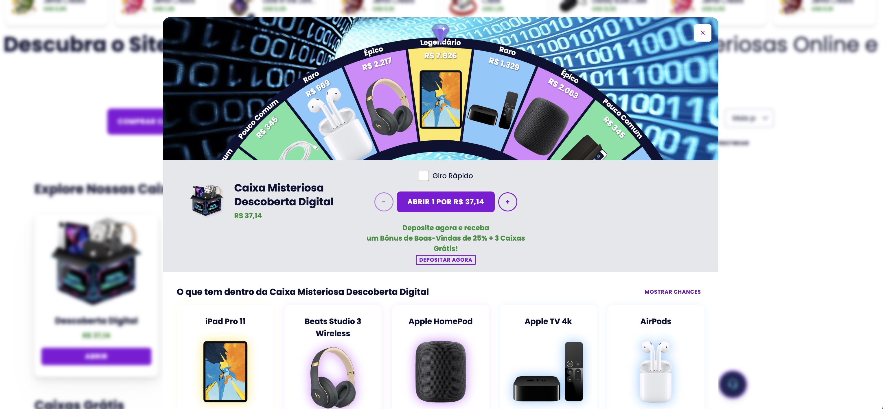 Caixa Misteriosa Descoberta Digital comprar apple watch