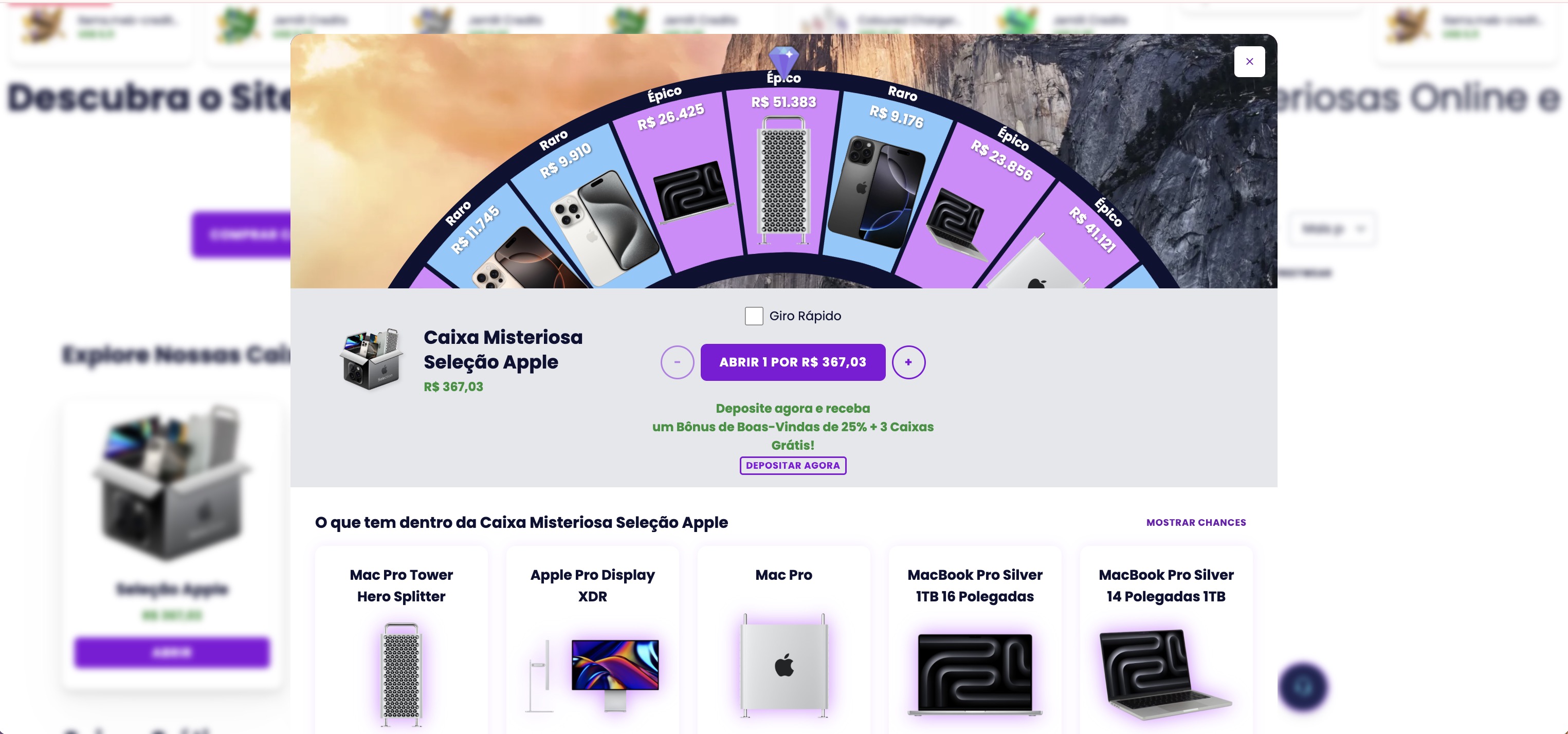 Caixa Misteriosa Seleção Apple comprar apple watch