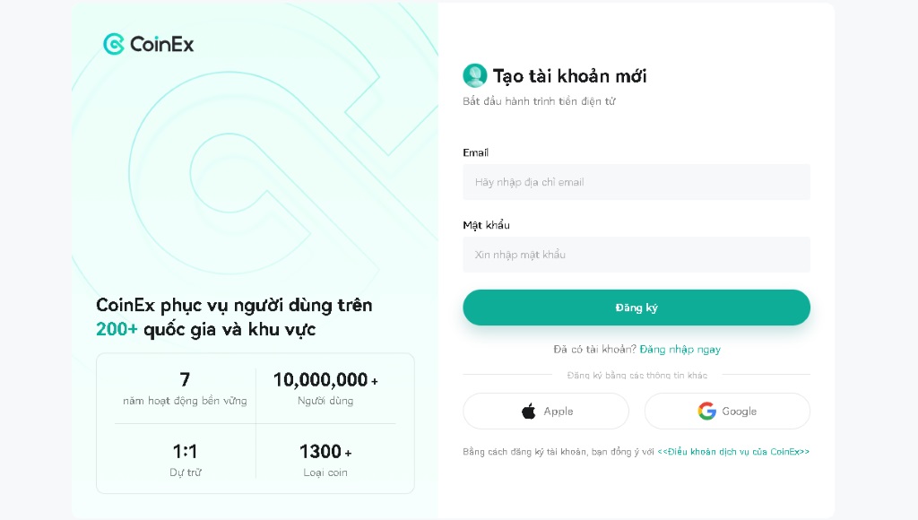 CoinEx Sàn phù hợp cho người