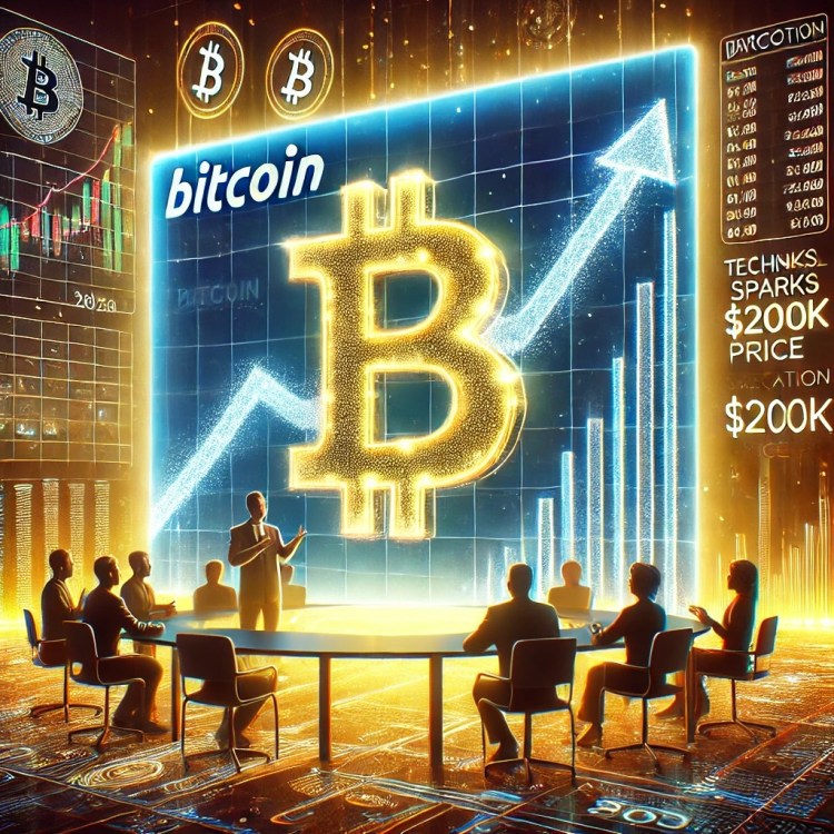 DALL·E 2025-08-05 16.11.42 - A creative and symbolic square image inspired by the article 'Bitcoin’s Technical Correction Sparks $200K Price Speculation for 2025'. The scene featu