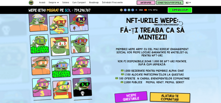 NFT-uri Wall Street Pepe