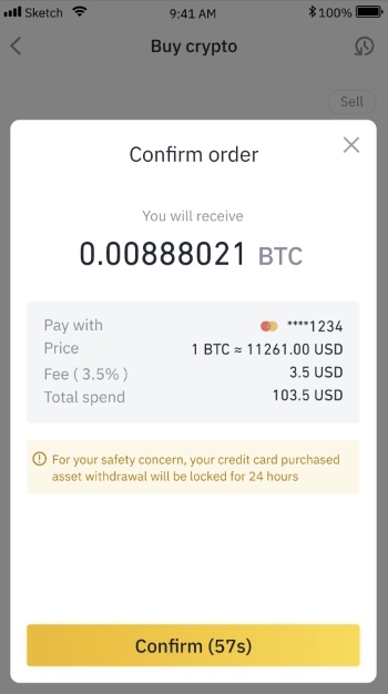 Pasirinkite Buy Crypto funkciją