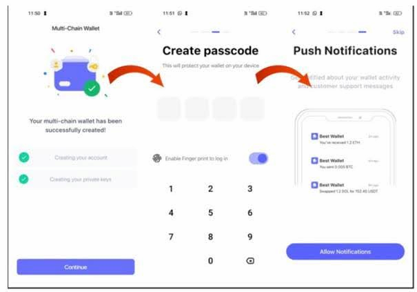 Passcode einrichten Best Wallet
