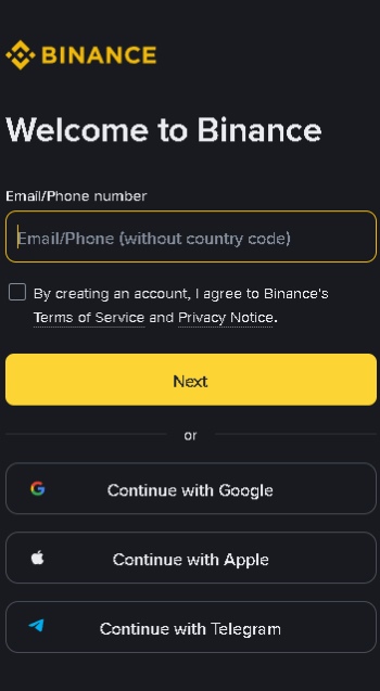 Registracija Binance platformoje
