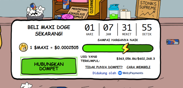 Sambungkan Dompet ke Situs Presale Maxi Doge