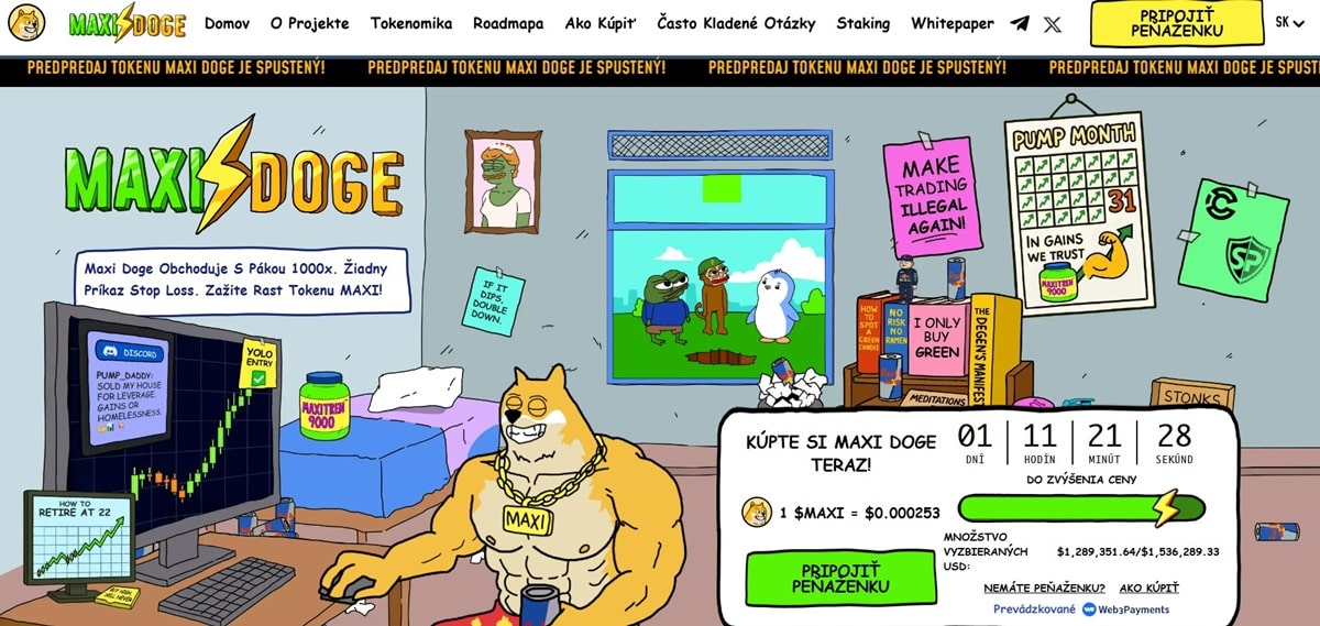 2. Maxi Doge (MAXI): psí memecoin novej generácie