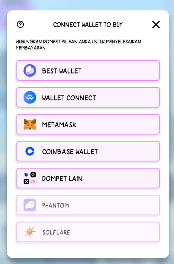 hubungkan dompet - Cara beli Wall Street Pepe