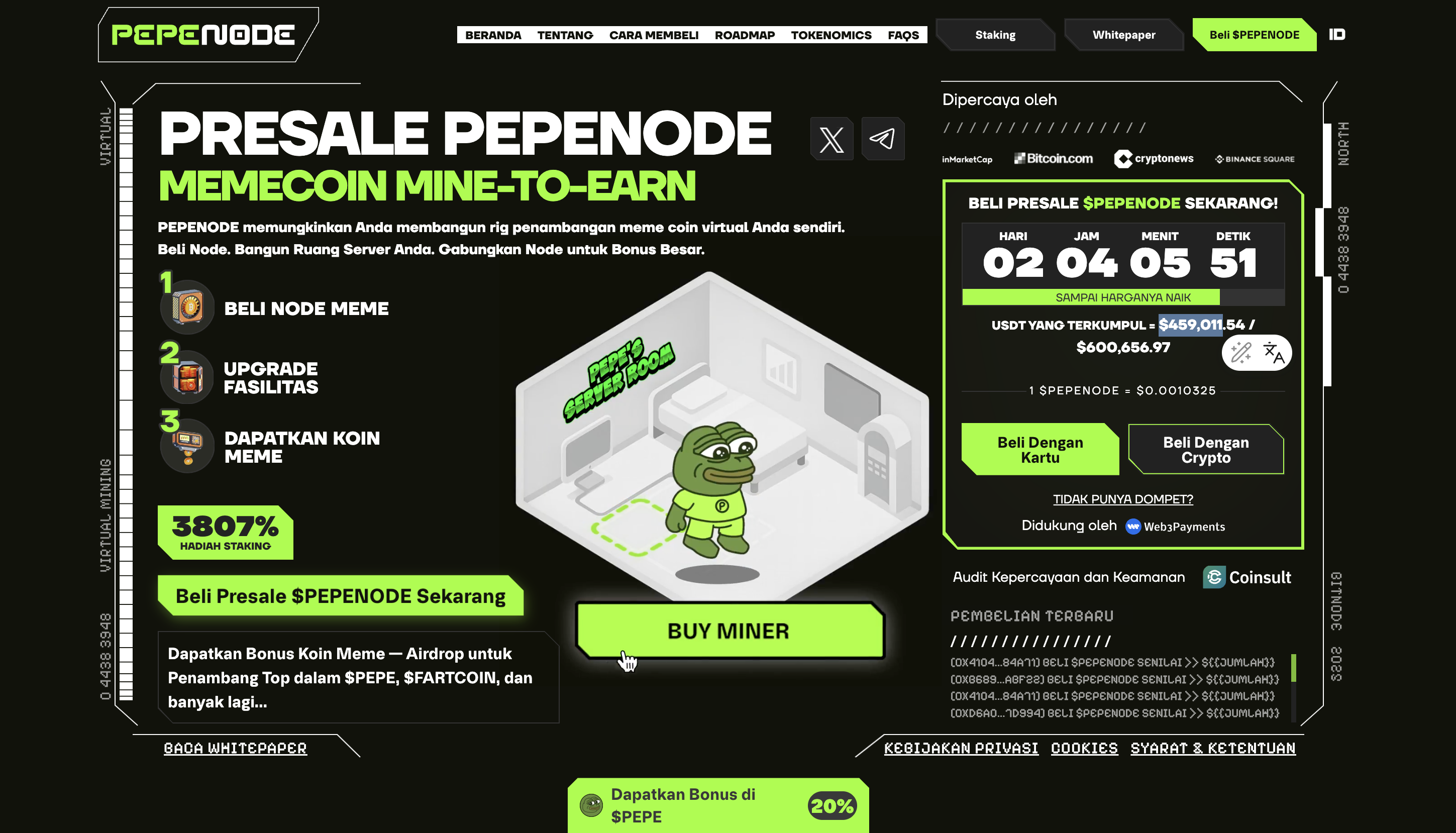 Coin Baru Listing - PEPENODE