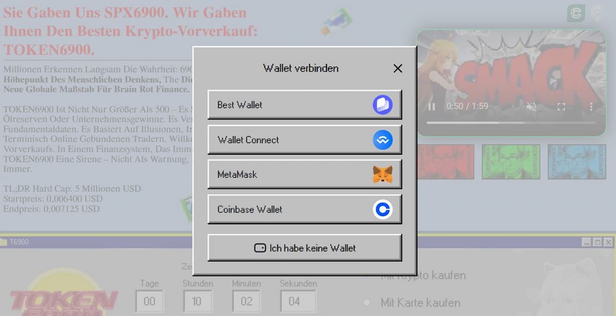 Conectar la billetera con la página oficial