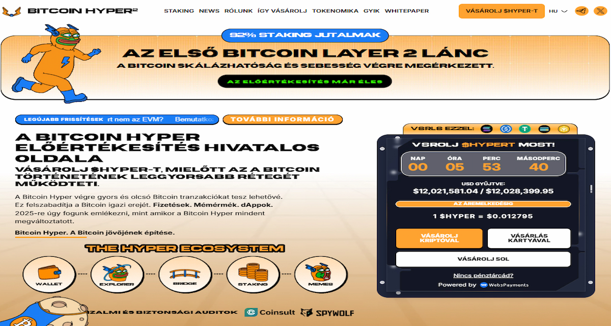 Bár az olyan történetek, mint a 160 dollár több mint 6 millió dollárrá alakítása, ritkák, a Bitcoin Hyper olyan projektet képvisel, amely kiegyensúlyozza a növekedési potenciált a valódi értékkel