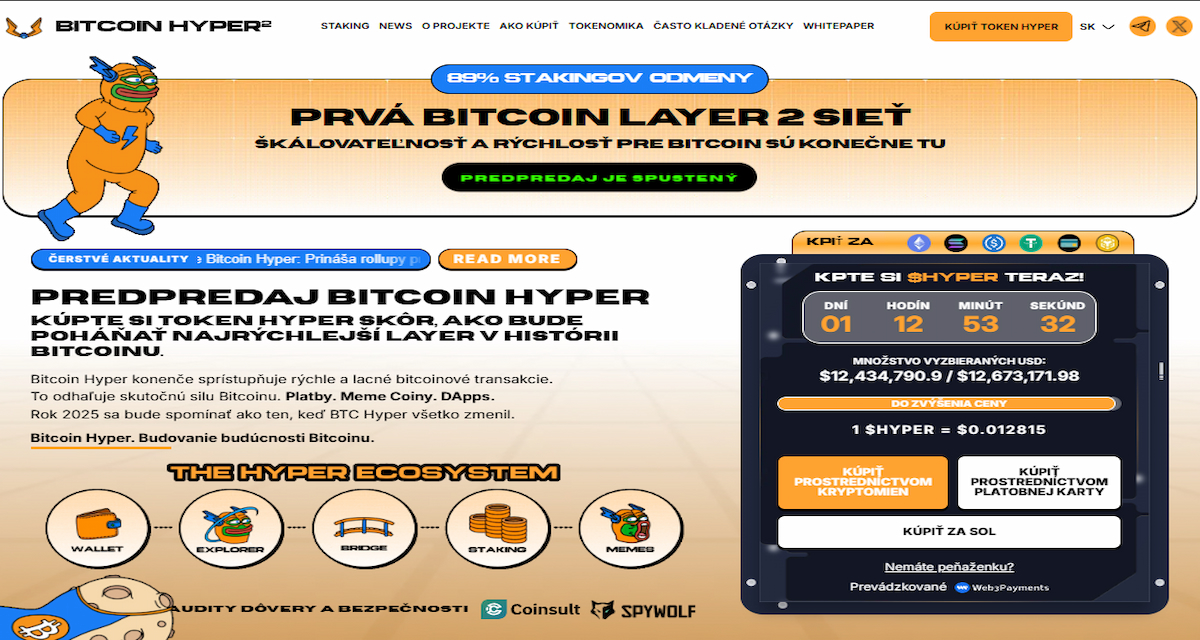 Bitcoin Hyper Bitcoin-zarovnané Layer-2 s rýchlym vysporiadaním a aktívnym presale