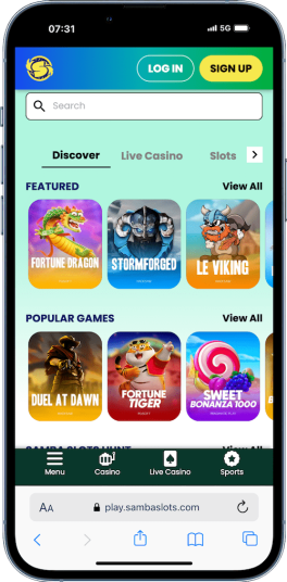 mobile screenshot of the slots collection at Samba Slots for high rollers in Japan