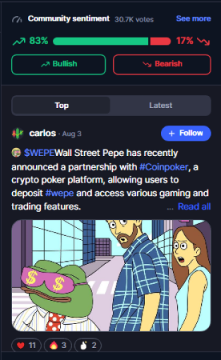 Alt: $WEPE mentions CoinPoker partnership on X