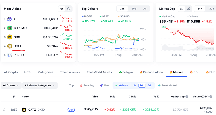 DOGE krenta 8,6%, bet Maxi Doge gali atnešti pelną