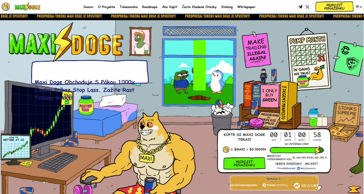 Maxi Doge Memecoin so stakingovými prvkami a fázovaným presale