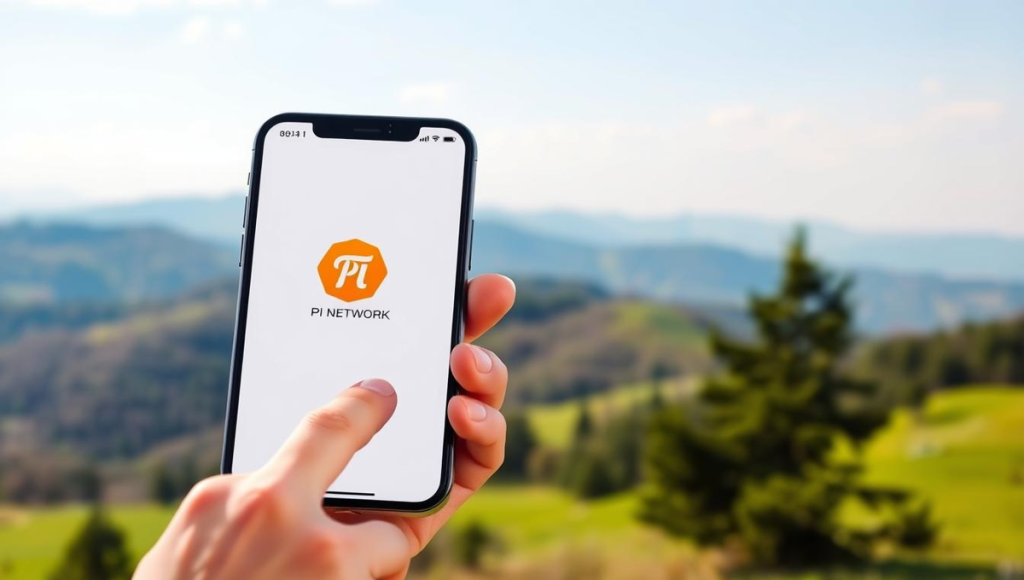 Лого на Pi Network с неонова рамка – как да купя Pi coin и да започна търговия