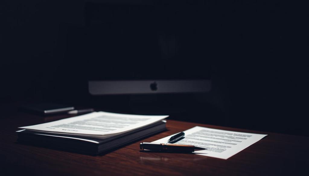 Documente tipărite și pixuri pe un birou, pregătite pentru semnare.