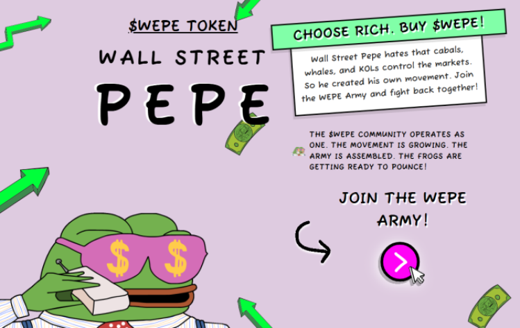 Wall Street Pepe on presale. 