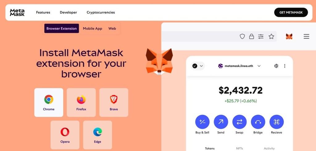 Крок 1 Встановлення MetaMask як додатку або розширення