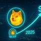 ドージコイン 今後の価格予測で2025年に1ドル到達を目指すイメージ。横に注目されるMaxi Dogeも描写。