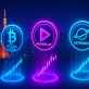日本で注目される仮想通貨おすすめ3選（Bitcoin Hyper, NovaPlay, AstroDex）の未来的なデジタルイメージ
