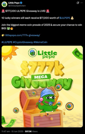 Announcement of the $777K $LILPEPE giveaway