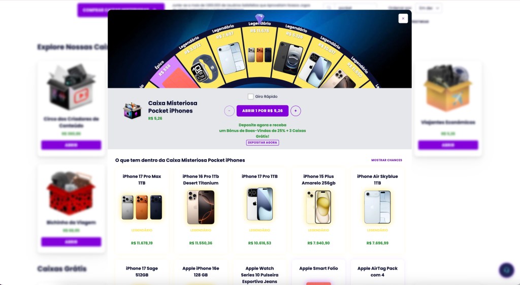 Caixa Misteriosa Pocket iPhones