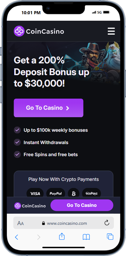 تصویر صفحه وب سایت coin casino