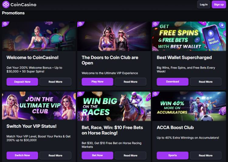 CoinCasino Bonussen crypto gokken