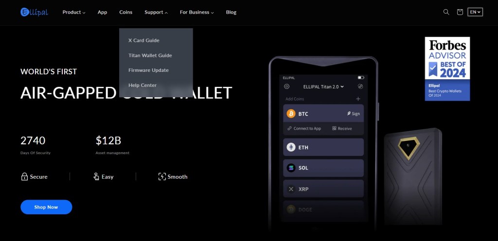 4. ELLIPAL Titan 2.0 – Drošākais ethereum maks