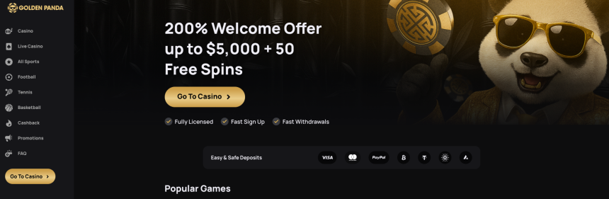 تصویر صفحه از سایت Golden Panda