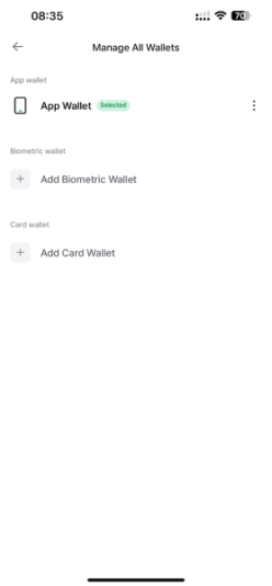 Pairing the Biometric Wallet or Card Wallet in the D’CENT Wallet app