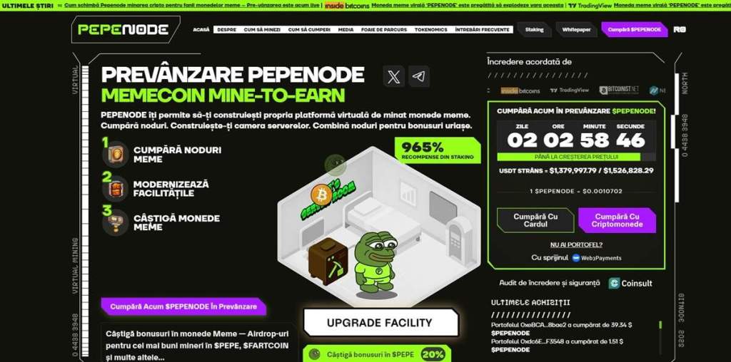 Pepenode.io proiectul meme care transformă mining-ul virtual în profit real