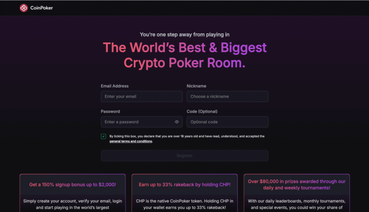 скриншот с сайта CoinPoker