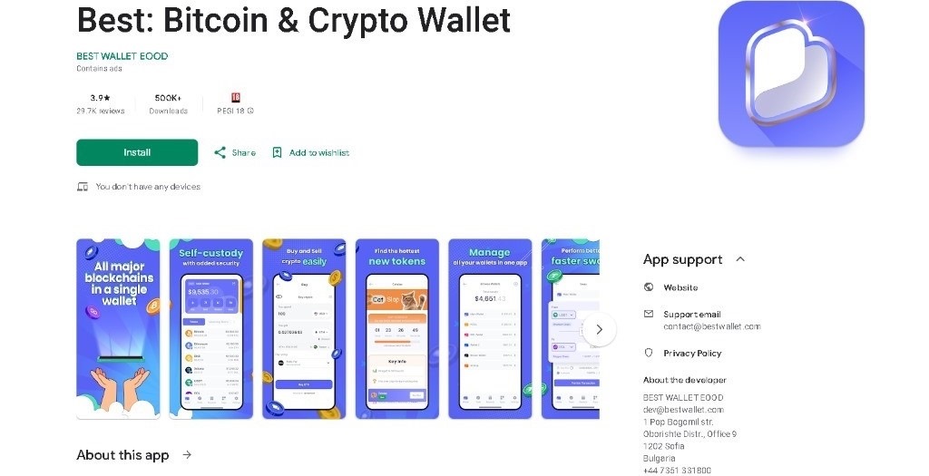 Stiahnutie a inštalácia aplikácie Best Wallet