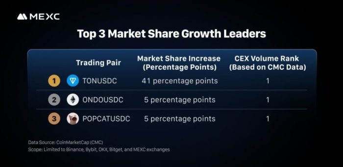 Top 3 market share growth leaders
