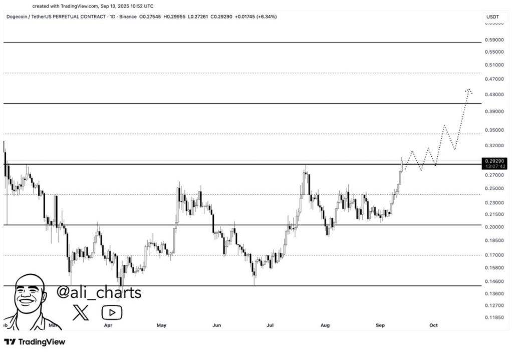 Dogecoin May Pause Above $0.27 Before Charging Toward $0.45 – Analyst