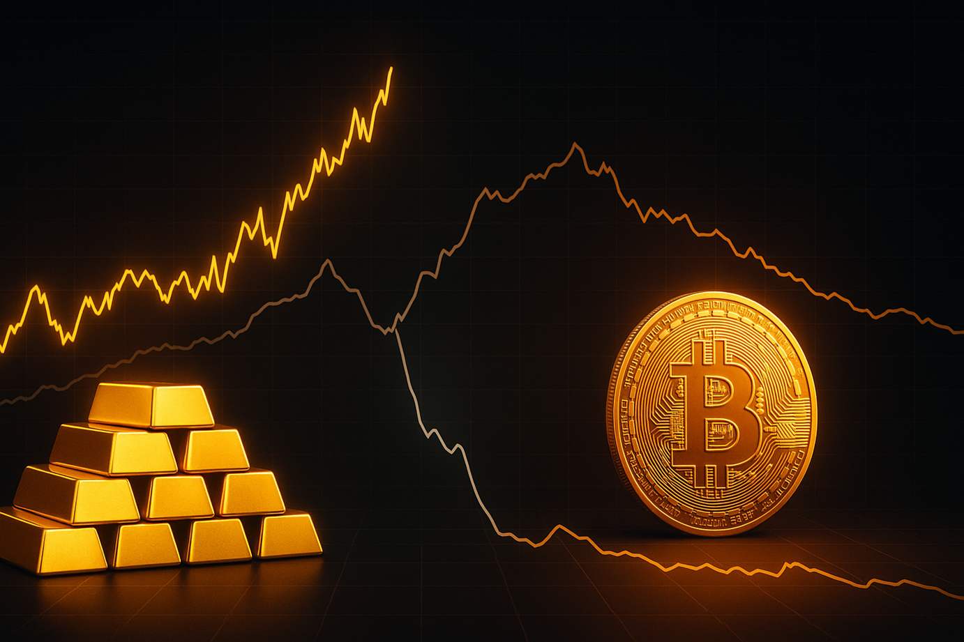 Safe Haven Split: Bitcoin-Gold Correlation Turns Negative For First Time In 6 Months
