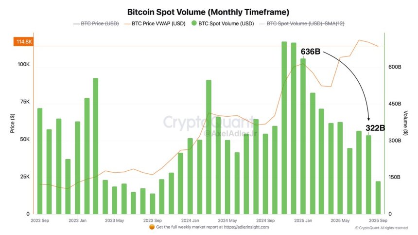 Volumen al contado de Bitcoin | Fuente: Axel Adler
