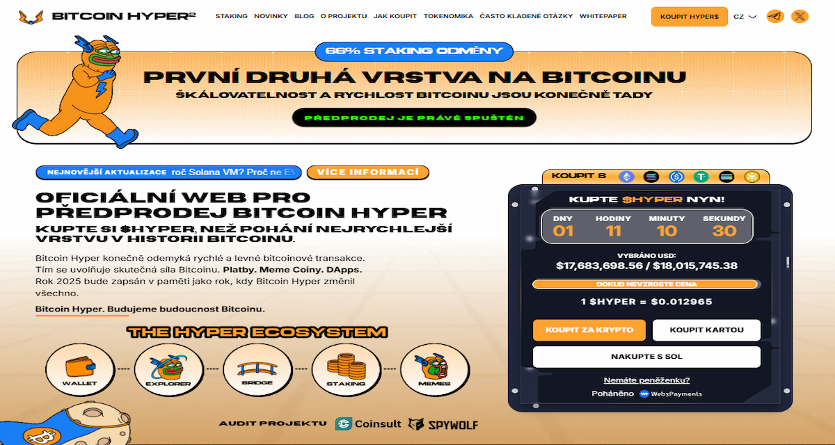 Bitcoin Hyper Rychlé Bitcoin platby přes ERC-20 infrastrukturu