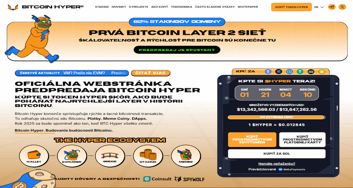 Najlepšia alternatíva k Ethereu Bitcoin Hyper (BTC Layer-2 s rýchlymi smart kontraktmi)