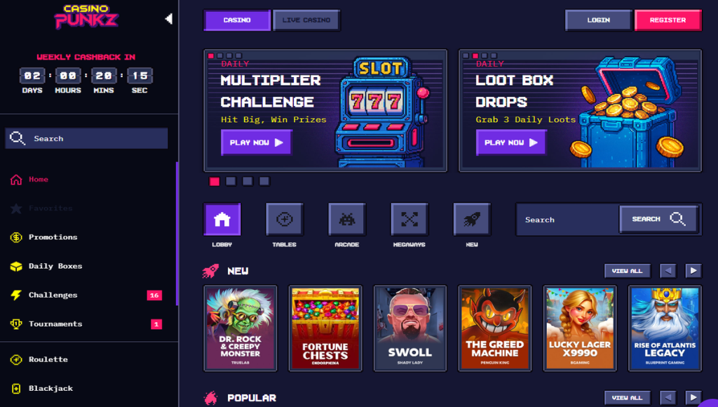 5. Casino Punkz – Bold Design and Unique Archery Casino Game Experience