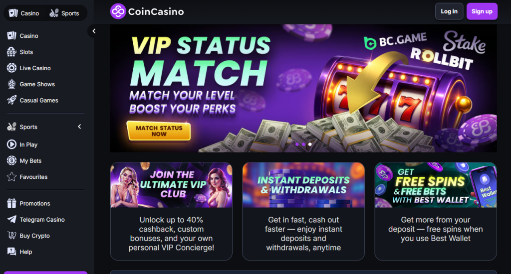 2. CoinCasino – Fast Crypto Payouts for Archery Casino Game Players