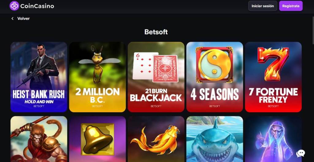 CoinCasino es el mejor casino con juegos de Betsoft