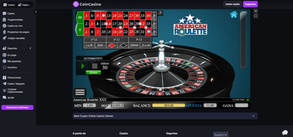 CoinCasino es el mejor casino online para jugar a la ruleta en vivo